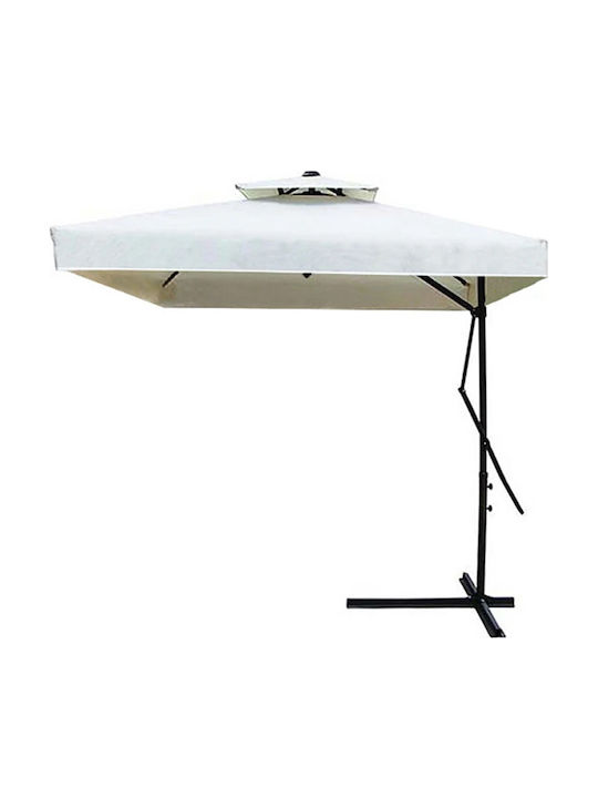 Hanging Squared Metal Parasol Ecru 2.2x2.2m