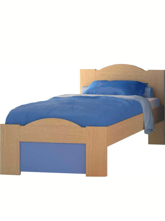 Παιδικό Κρεβάτι Ημίδιπλο για Στρώμα 110x190cm Μπλε Δρυς Κύμα