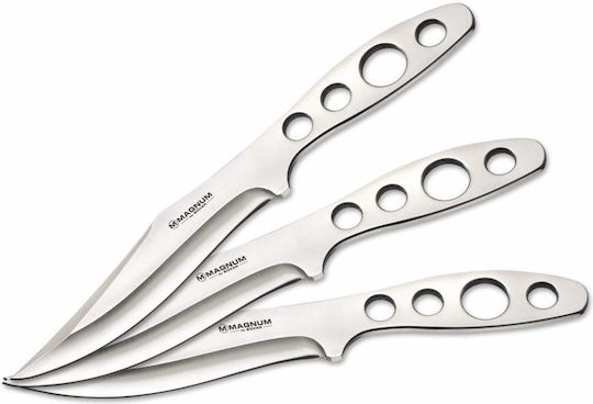 Boker Flying Bowie Μαχαίρι με Μηχανισμό Κλειδώματος Γκρι σε Δερμάτινη Θήκη Σετ 3τμχ