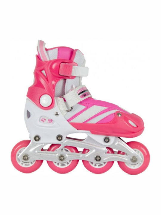 Athlopaidia 002.1086 Inline Adjustable Rollers Green Pink Ενηλίκων/Παιδικά