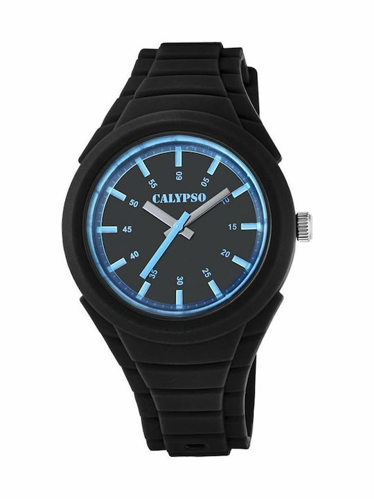 Calypso Γυναικείο Ρολόι Μπαταρίας με Μαύρο Καουτσούκ Λουράκι