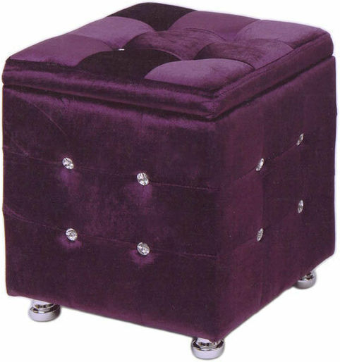 Hocker Für das Wohnzimmer Mit Stauraum Gepolstert mit Samt Lila 40x40x45cm