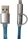 Gfun LED USB to Lightning/micro USB Cable Μπλε ...