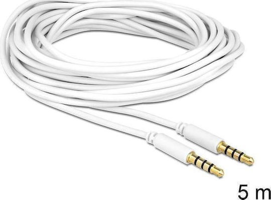 DeLock Καλώδιο Ήχου TRRS 3.5mm male - 3.5mm male Λευκό 5m με Επίχρυσους Ακροδέκτες 83443