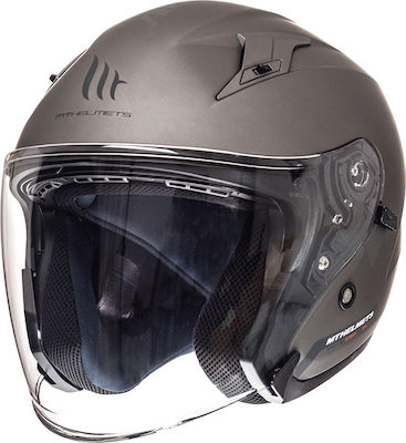 MT Avenue Jet Helmet with Sun Visor ECE 22.05 1300gr Matt Titanium