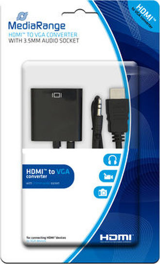 MediaRange Konverter 3.5mm / HDMI männlich zu VGA weiblich 1Stück MRCS167