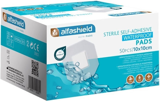 Alfashield Alfa Pads Waterproof & Sterilized Plasters 10x10cm 50pcs