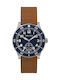 Nautica Watch Chronograph Battery with Brown Leather Strap NAPHST001