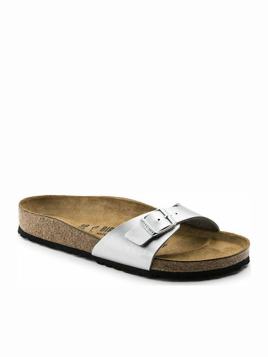 Birkenstock Madrid Flache Sandalen für Damen Anatomisch in Silber Farbe Schmal Passform