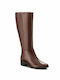 Geox Leather Riding Boots with Rubber Mendi St P Brown