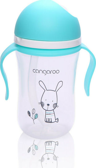 Cangaroo Baby Cup with Handles and Straw made of Plastic Blue 300ml for 6m+m+