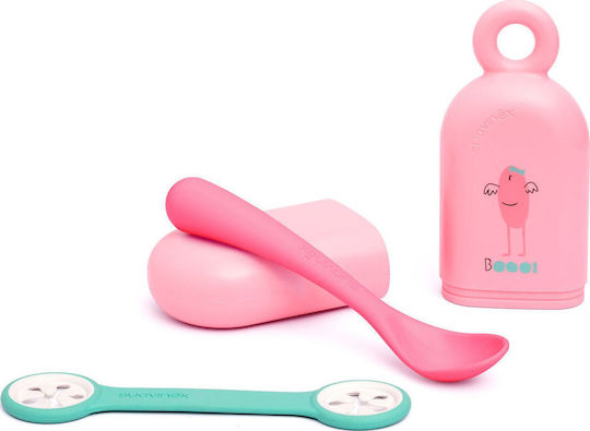 Suavinex Baby Set with Spoons made of Plastic in Case Pink 2pcs