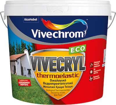 Vivechrom Vivecryl Thermoelastic Eco Plastic Thermal insulation Acrilyc Ecological Paint for Exterior Use White 10lt