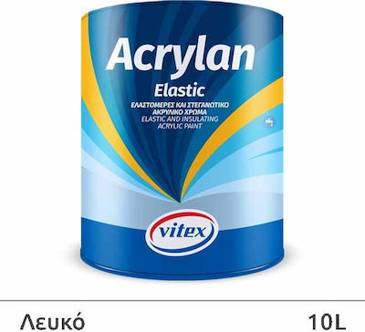 Vitex Acrylan Elastic Plastic Acrilyc Paint for Exterior Use 0015 White Glove 10lt