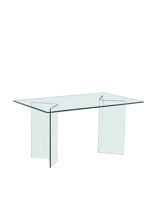 Glasser Clear Kitchen Rectangular Table Transparent 150x90x75cm