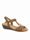 Boxer Leather Women's Flat Sandals Anatomic in Tabac Brown Color