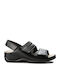 Sofie Leather Women's Flat Sandals Anatomic in Black Color