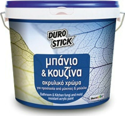 Durostick Μπάνιο & Κουζίνα Plastic Anti-Mildew Acrilyc Paint for Interior and Exterior Use White 750ml