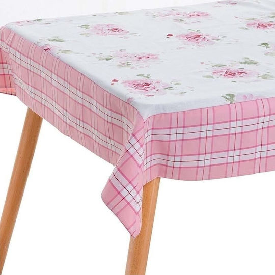 Inart Καρέ Τραπεζομάντηλο Bella Ροζ 120x120εκ.