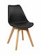 Vegas Kitchen Polypropylene Chair Black / Wooden Feet 47x56.6x82cm
