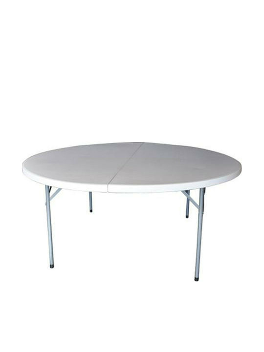 Πλαστικό Τραπέζι Catering Εξωτερικού Χώρου Πτυσσόμενο με Μεταλλικό Σκελετό Blow-R Λευκό 181x181x74εκ.