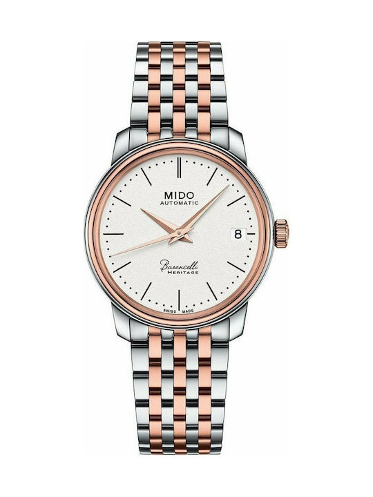 Mido Baroncelli III Γυναικείο Ρολόι 33mm με Μεταλλικό Μπρασελέ