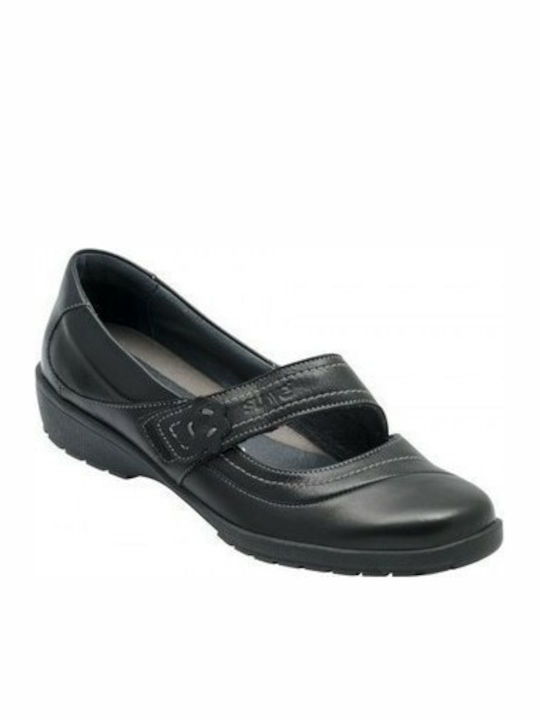 Suave 8019 Leder Anatomisch Damen Slip-Ons Schwarz