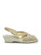 Suave 0259 Anatomic Women's Leather Ankle Strap Platforms Beige