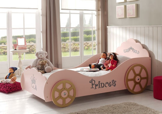 Car Fairy Kids Bed Car Single Pink for Mattress 90x190cm