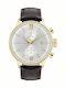 Men's Watch 45mm Chronograph Battery with Brown Leather Strap