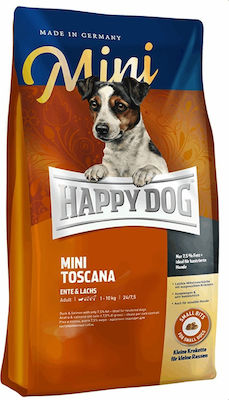 Happy Dog Mini Toscana 4kg Trockenfutter ohne Gluten für erwachsene Hunde kleiner Rassen mit Ente und Lachs