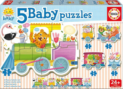 Puzzle pentru Copii Baby Animals Train pentru 2++ Ani 14buc Educa