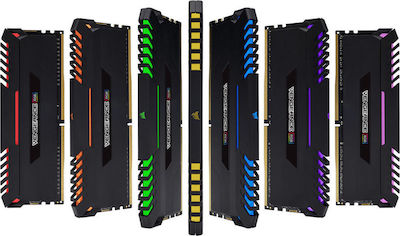 Corsair Vengeance RGB 64GB DDR4 RAM με 8 Modules (8x8GB) και Ταχύτητα 3000 για Desktop