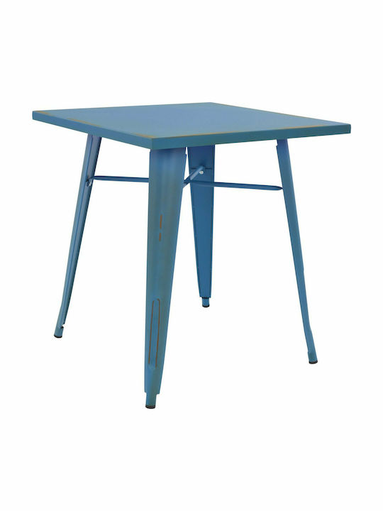 Auxiliary Outdoor Metal Table Blue 70x70x76cm