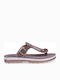 Fantasy Sandals S9004 Leather Women's Flat Sandals Anatomic Taupe / Rose Gold