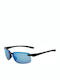 Flyair Men's Sunglasses with Black Horn-Rimmed Frame and Blue Lens
