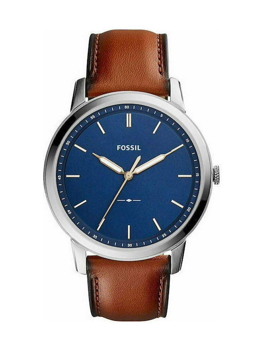 Fossil Minimalist Watch Battery with Brown Leather Strap