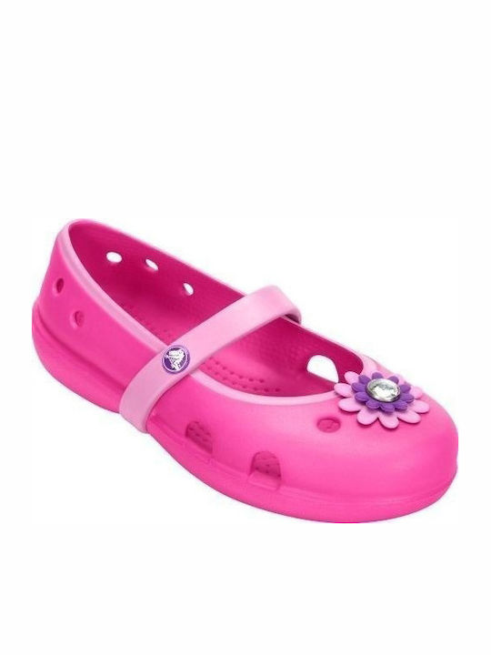 Crocs Keeley Petal Charm Flat Kinder Anatomische Strand-Schuhe Fuchsie