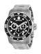 Invicta Pro Diver Watch Chronograph Kinetic with Silver Metal Bracelet