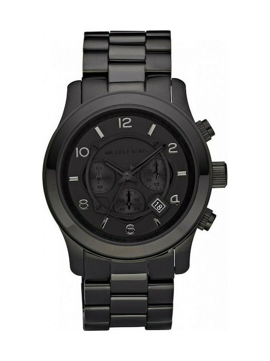 Michael Kors Runway Battery Chronograph Watch with Metal Bracelet Black
