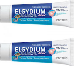 Elgydium Junior Οδοντόκρεμα Gel με Γεύση Bubble Zahnpasta für 7+ Jahre 100ml 1000 ppm (parts per million) 2Stück