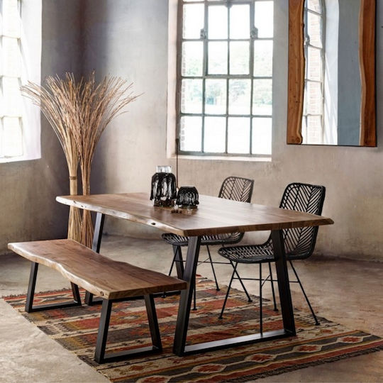 Lizard Tisch Speisesaal aus Massivholz & Metall Natürlich 160x90x75cm