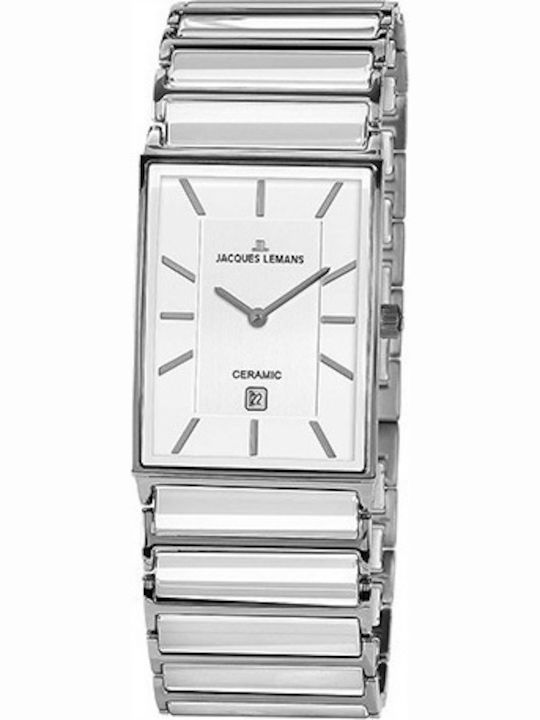 Jacques Lemans York Ceramic Ladies Women's Watch with Silver Metal Bracelet