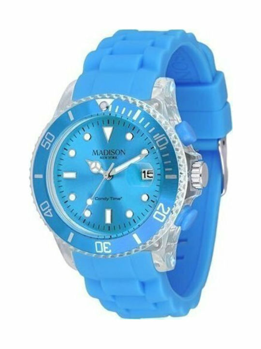 Madison Men's Watch 40mm Battery with Turquoise / Turquoise Rubber Strap
