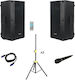 Ibiza Sound Karaoke Speaker with Wired Microphone and Lighting Effects PKG15A-SET Black
