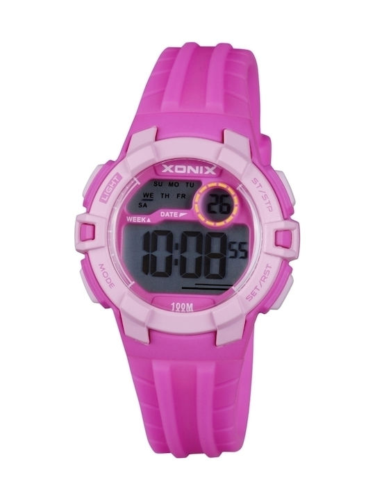 Xonix Kinder Digitaluhr mit Kautschuk/Plastik Armband Fuchsie