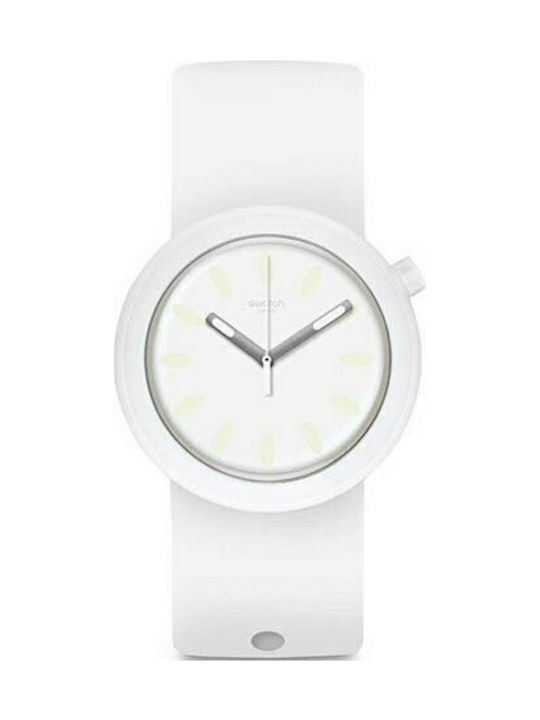 Swatch Popure Uhr mit Weiß Kautschukarmband