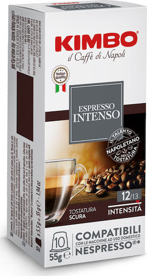 Kimbo Kapseln Espresso Intenso Kompatibel mit Maschine Nespresso 10Mützen