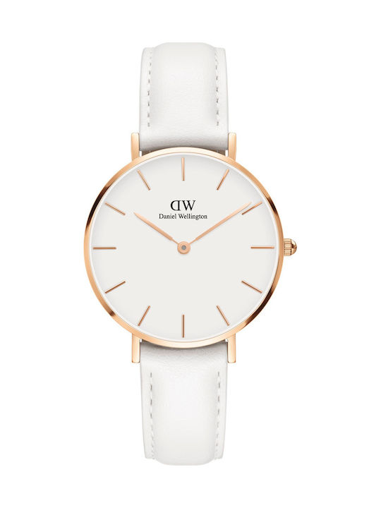 Daniel Wellington Classic Pepite Bondi Γυναικείο Ρολόι 32mm Μπαταρίας με Λευκό Δερμάτινο Λουράκι