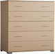 Kommode Schlafzimmer Holz mit 5 Schubladen 90x45x127cm